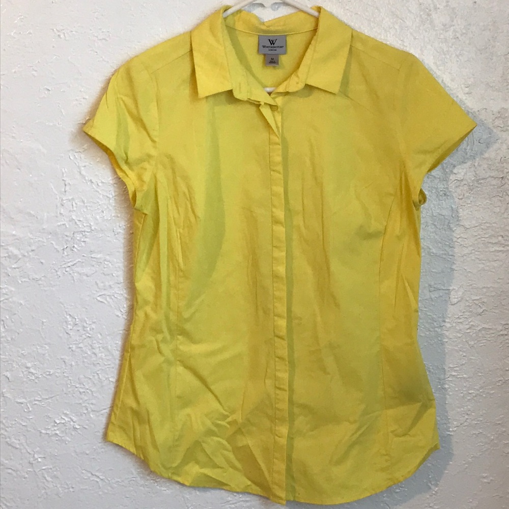 Yellow Worthington button down short sleeve blouse